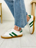 Lace Up And Go Sneakers In White/Green