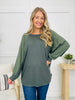 Contrast Crew Sweater in Olive