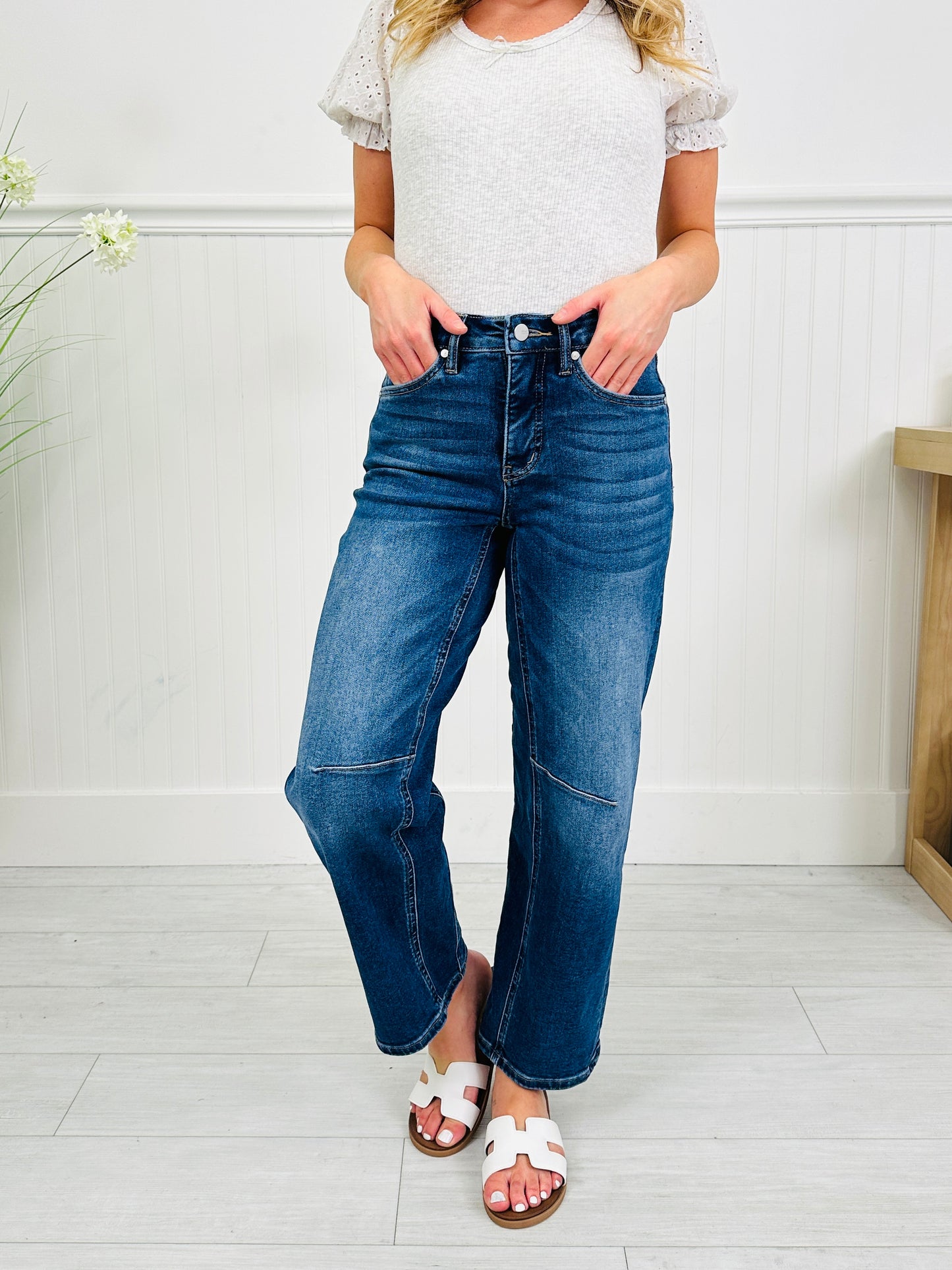 Carefully Curved Slim Barrel Jeans with Tummy Control