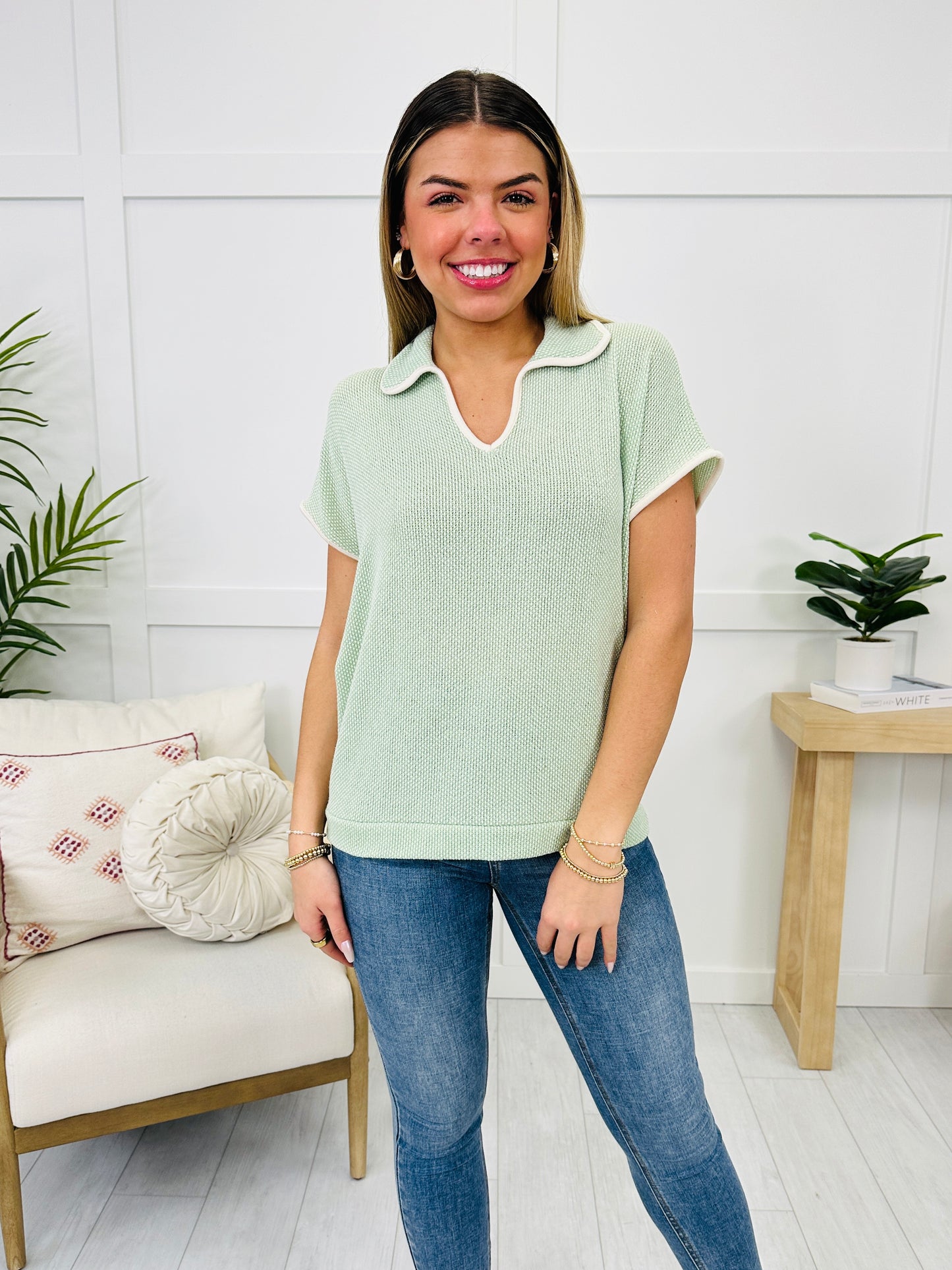 Simply Stylish Top In Sage