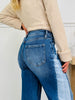 Two Tone Twist Tummy Control Retro Wide Leg Jeans