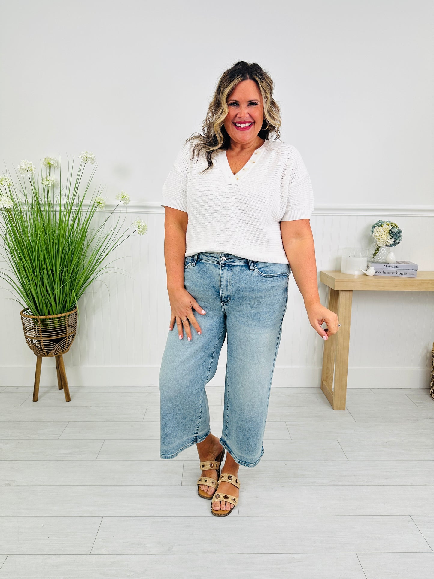 Judy Blue Just in Time Wide Leg Cropped Jeans