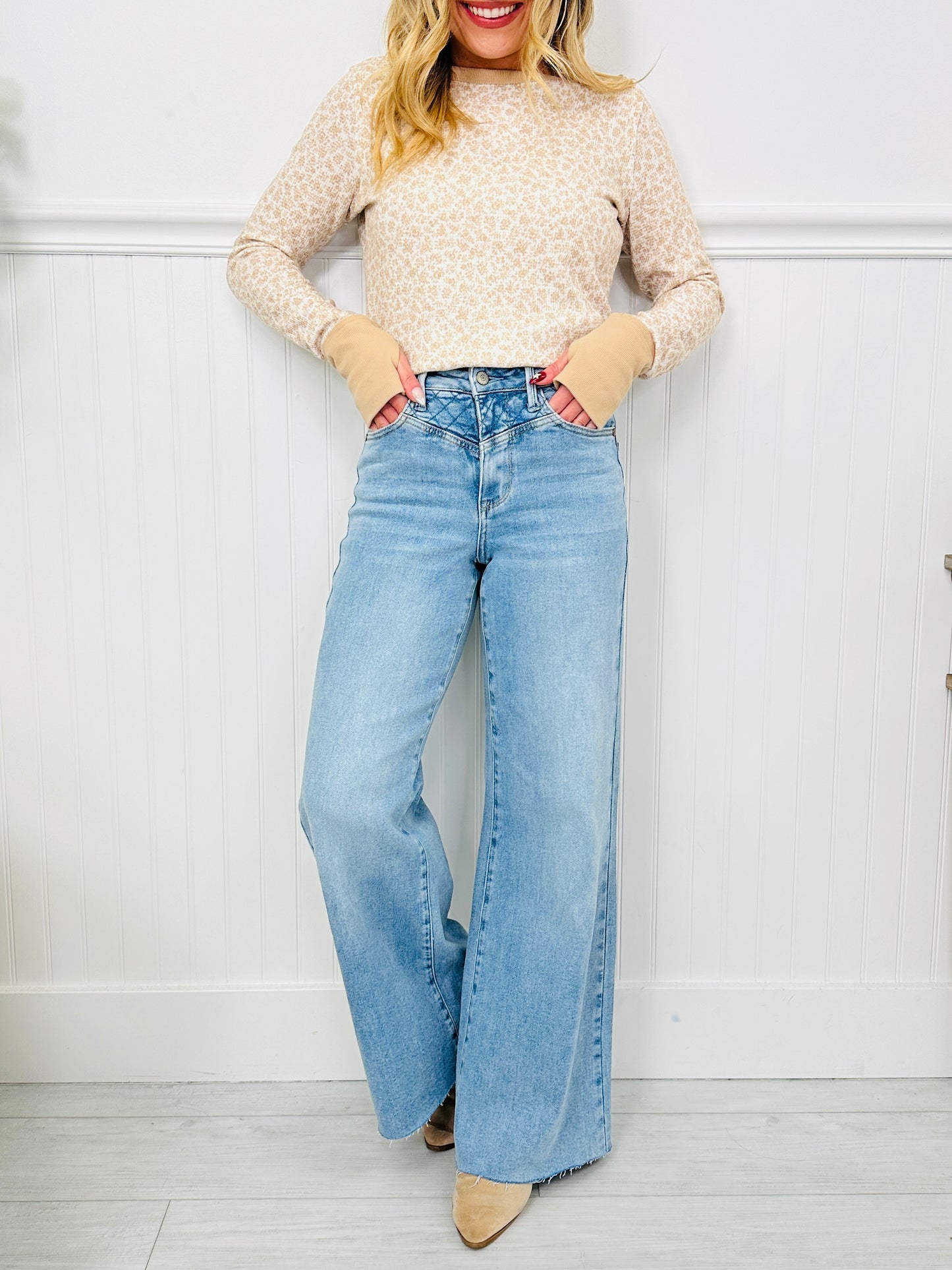 Judy Blue Stitched In Time Retro Wide Leg Jeans