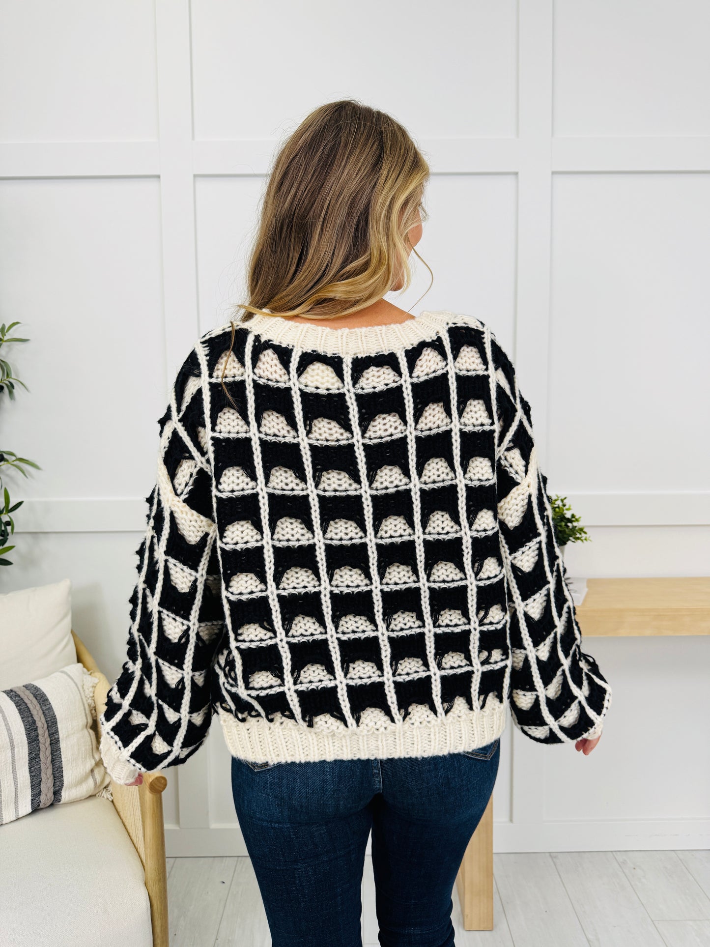 Frosted Grid Sweater in Black