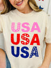 Pink Red And Blue USA Graphic Tee