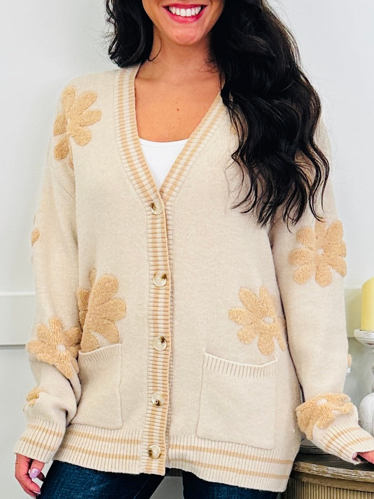 Daisy Chain Cardigan In Soy Latte