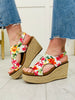 Blossom Heights Wedges In White Floral