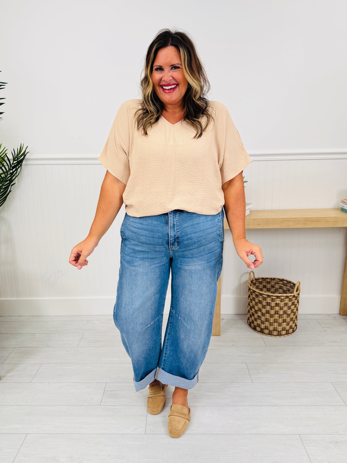 Spring Ready Tummy Control Slim Barrel Jeans