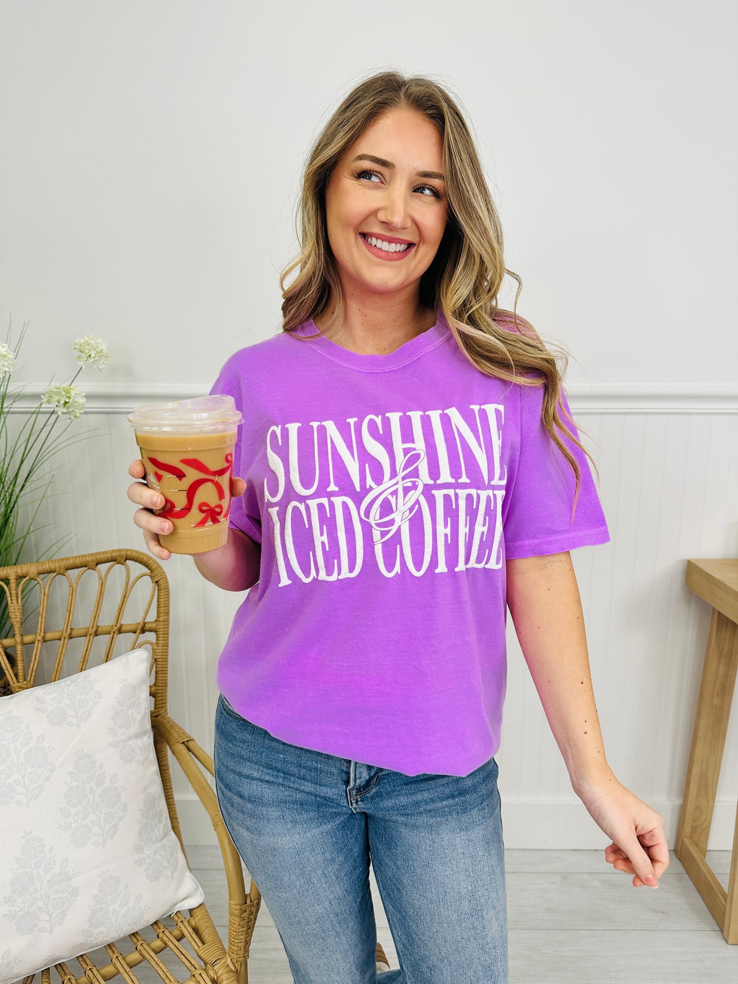 Sunshine And Iced Coffee Graphic Tee in Multiple Colors