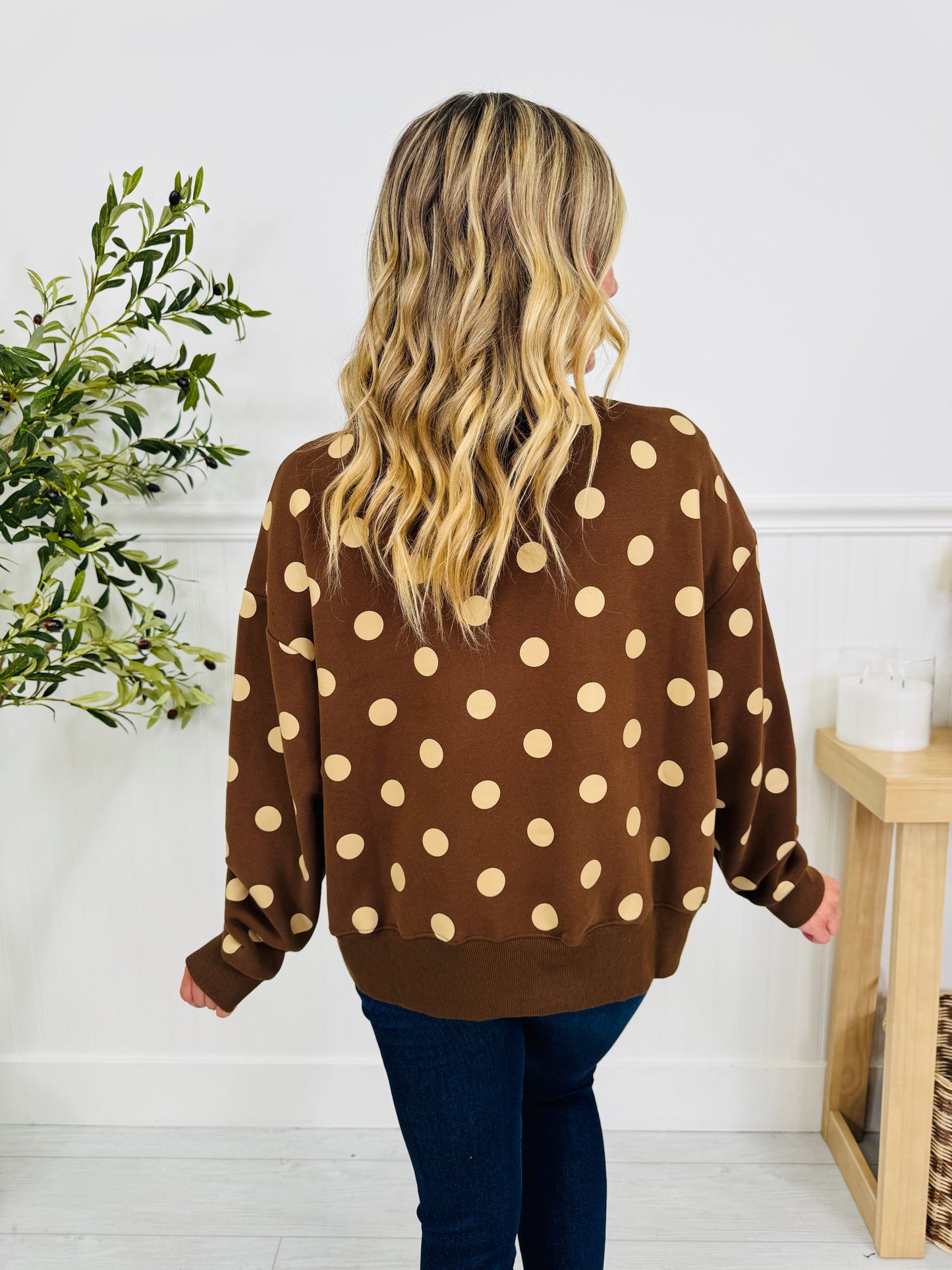Dot Your Day Pullover In Chocolate