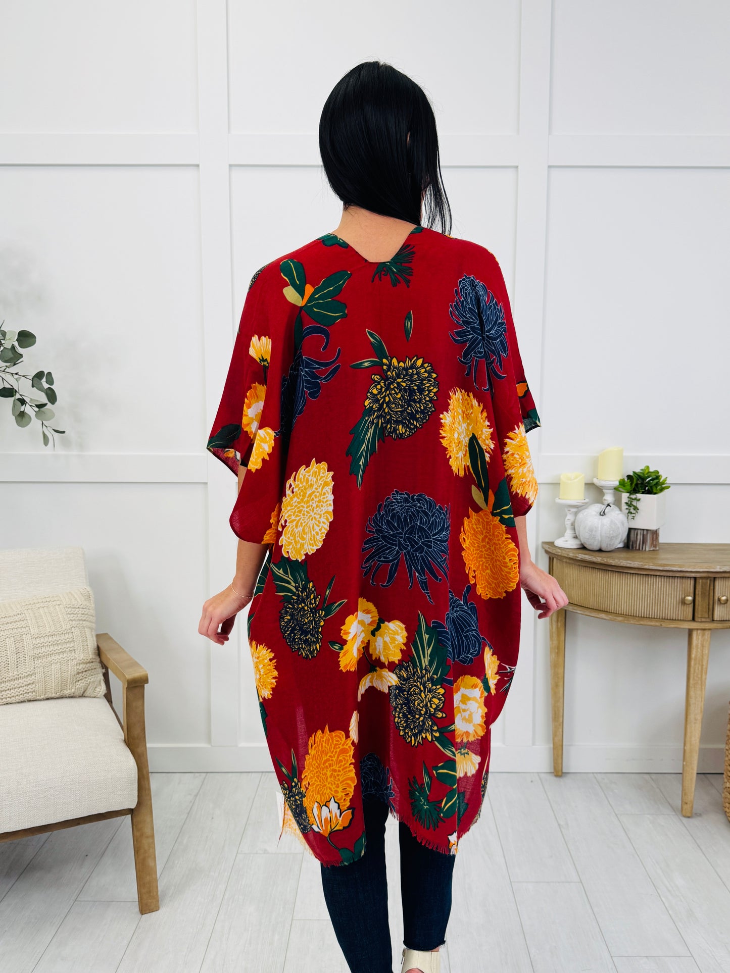 Enchanted Garden Kimono In Red