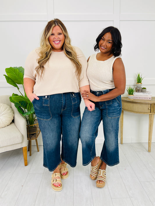 Judy Blue Easy Upgrade Wide Leg Cropped Jeans