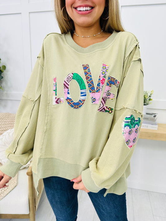 Where Love Lies Pullover In Olive Powder