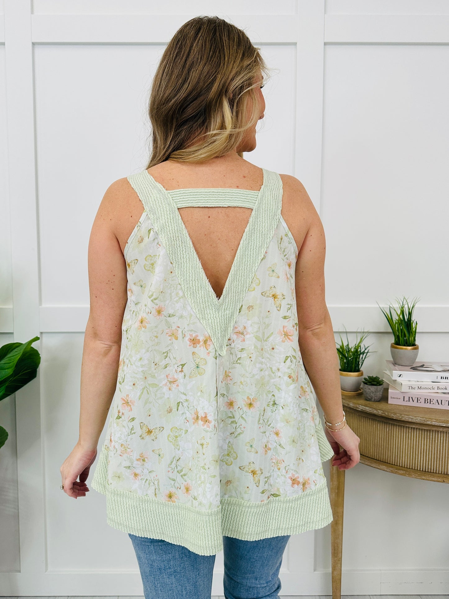 Let It Be Lovely Tank Top In Sage Multi