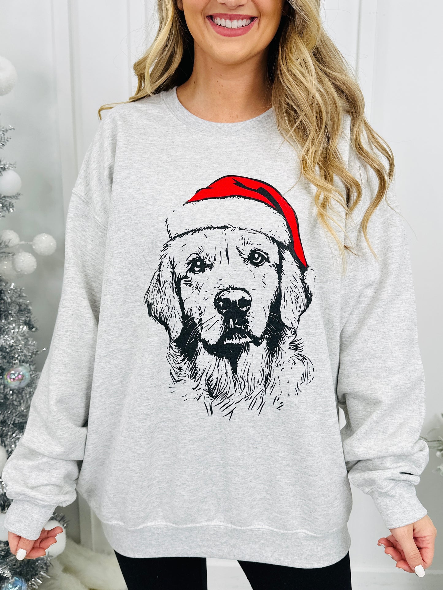 Jolly Golden Retriever Graphic Crewneck Sweatshirt