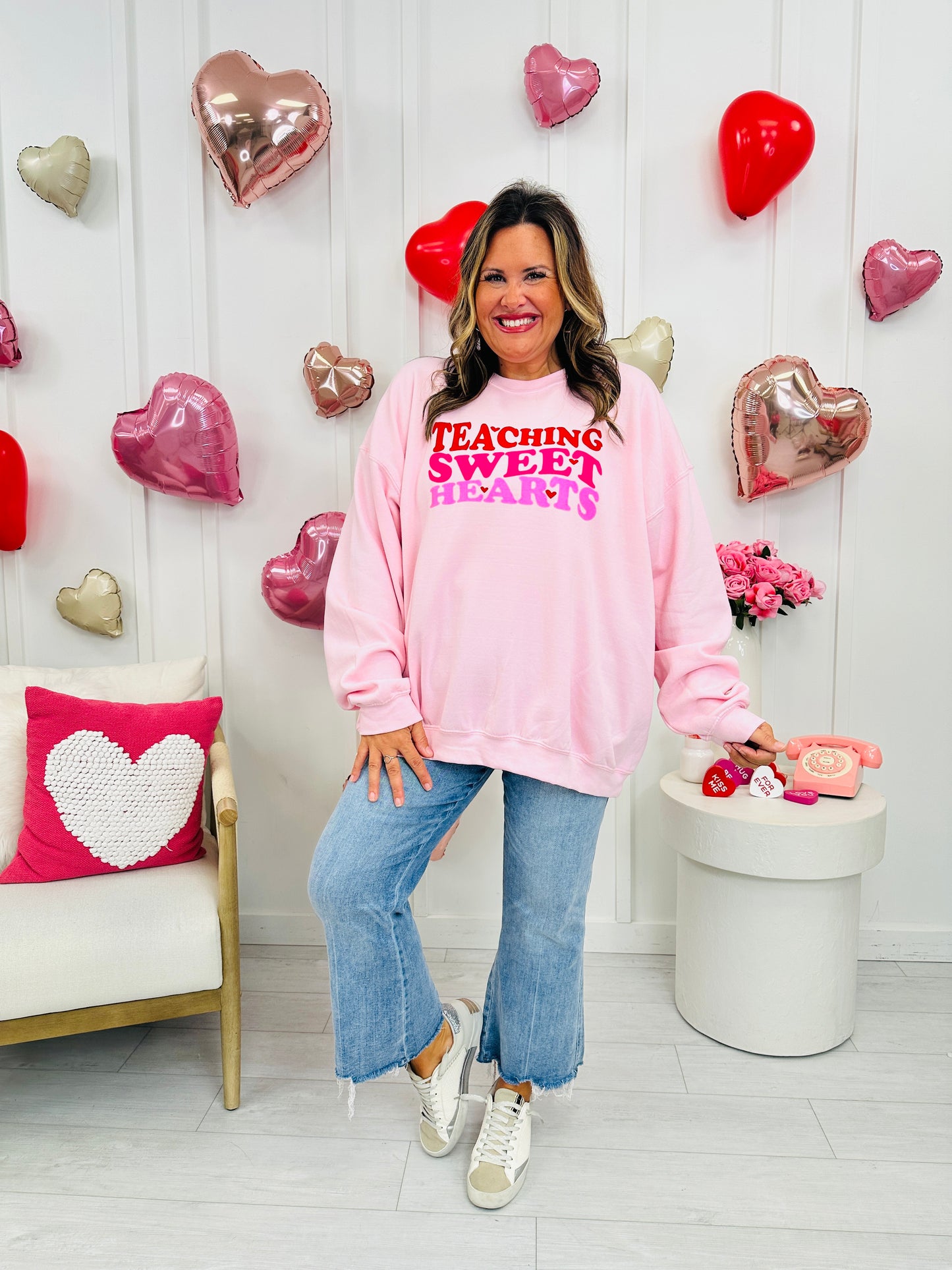 Teaching Sweethearts Graphic Crewneck Sweatshirt