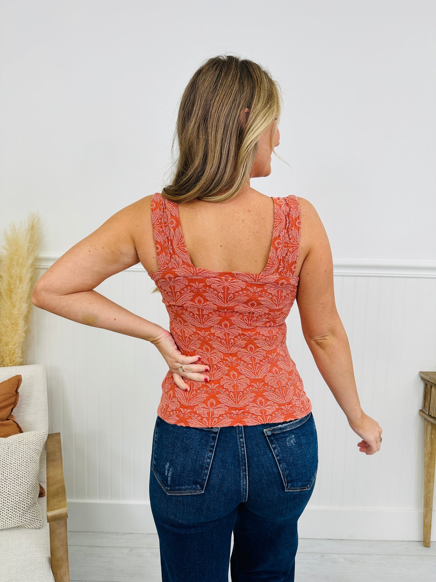 Falling Pattern Tank Top in Rust
