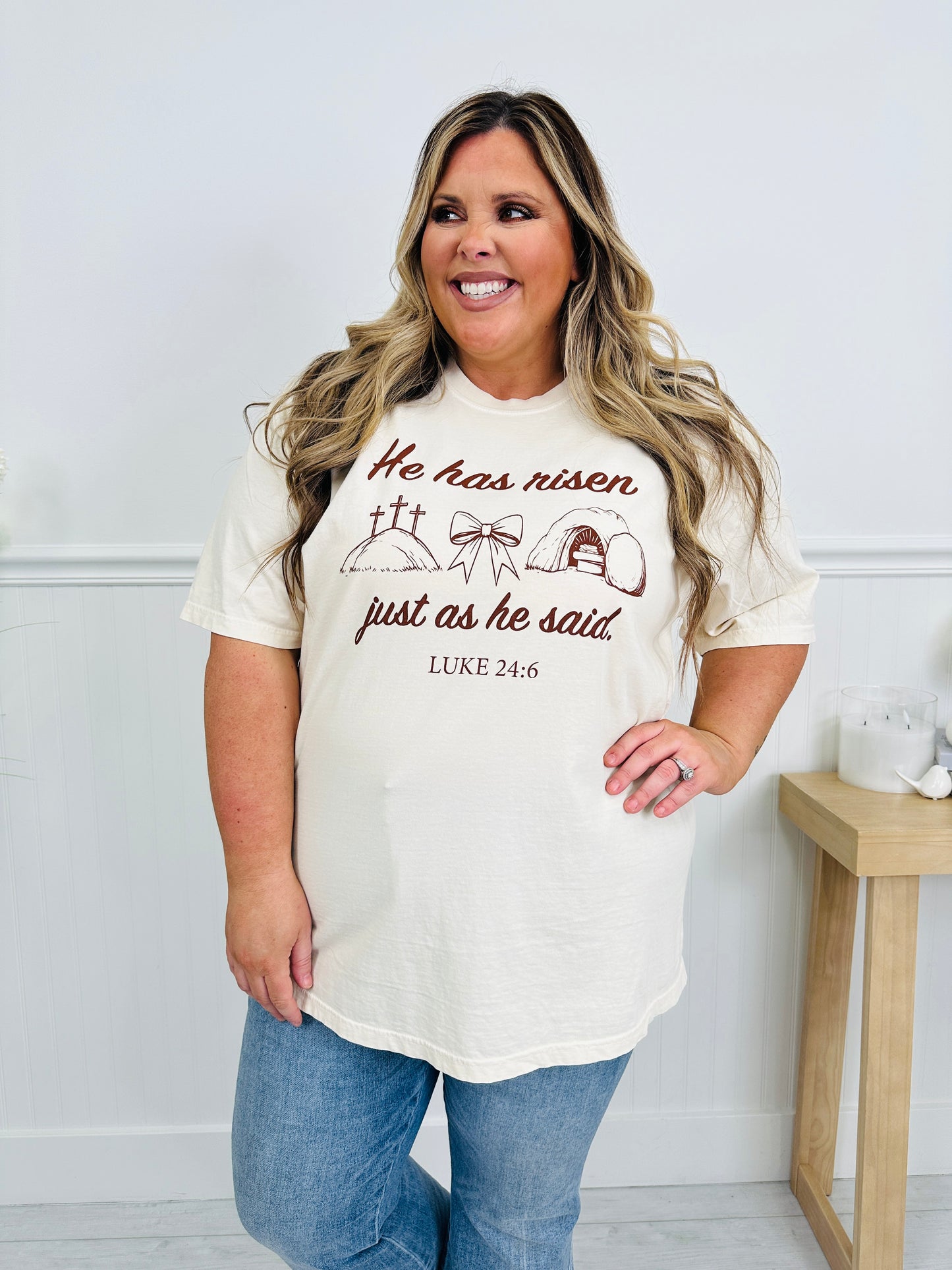 He Has Risen Luke 24:6 Graphic Tee