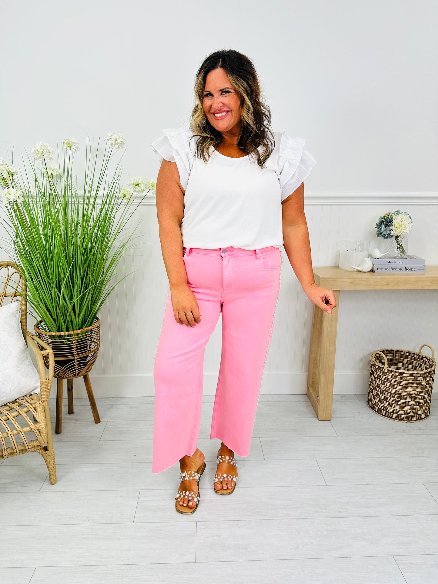 Make Me Blush Wide Leg Cropped Jeans