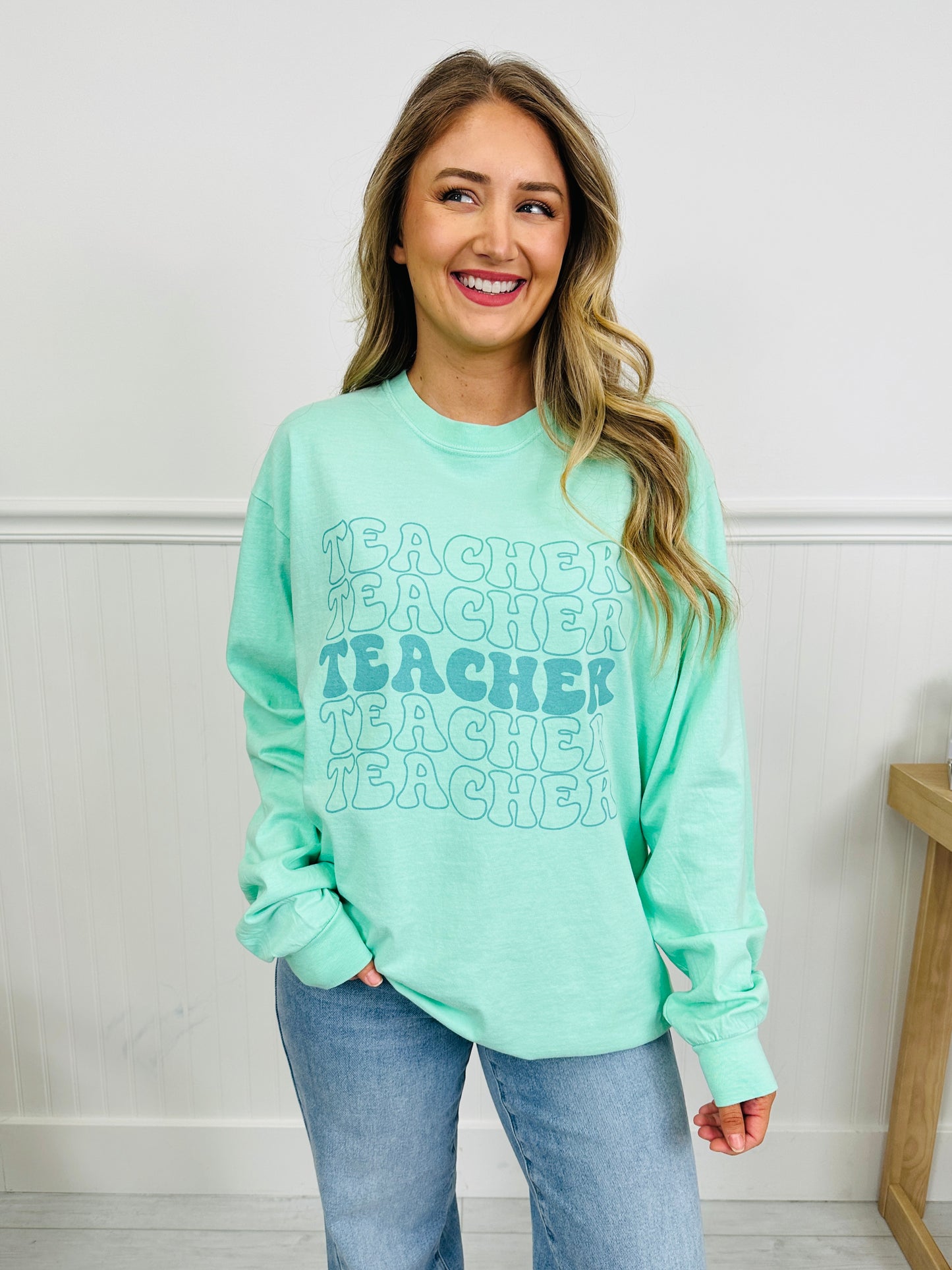 Teacher Graphic Long Sleeve Tee in Multiple Colors