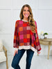 Plaid Poetry Pullover in Burgundy/Red