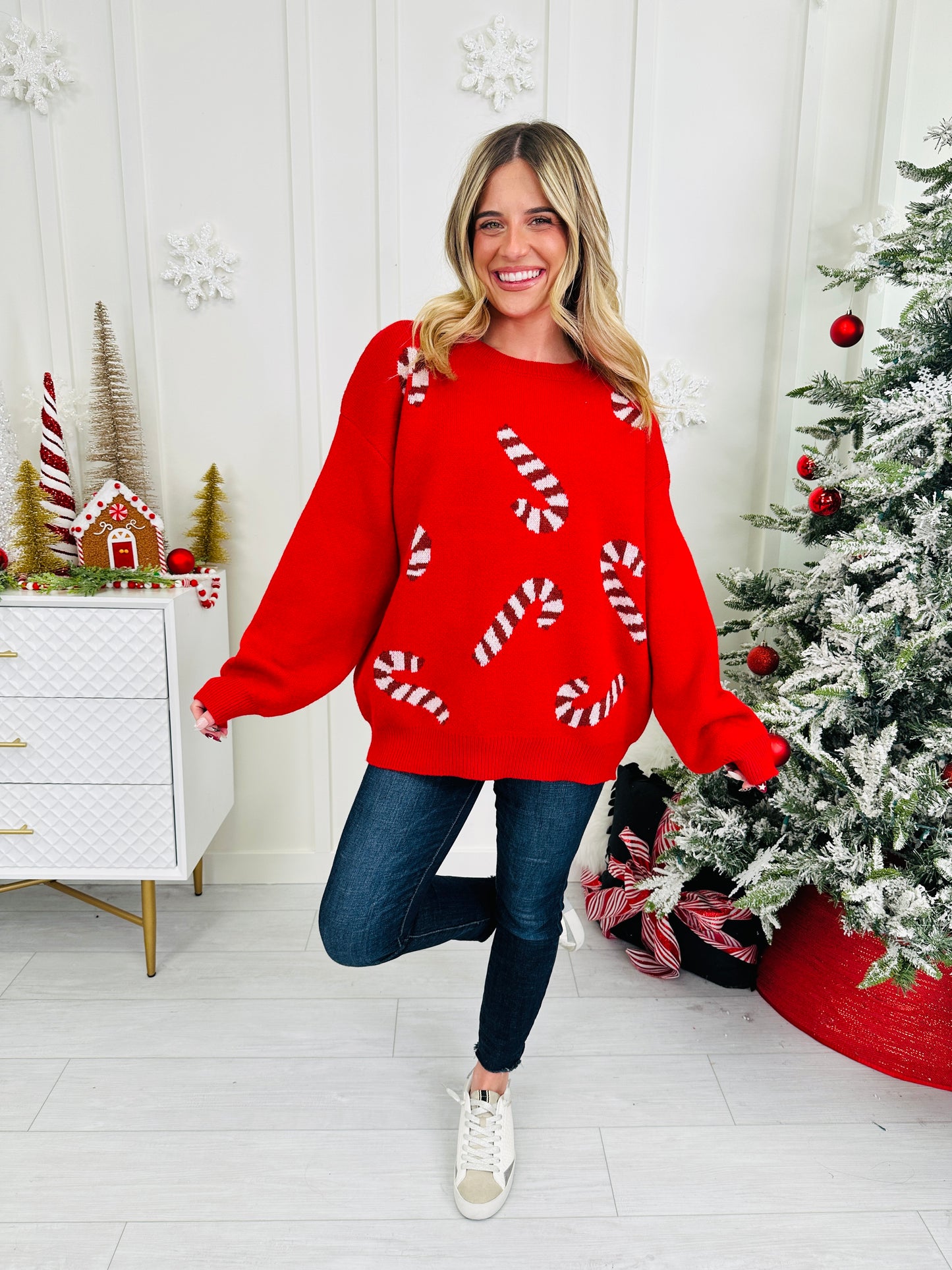 Candy Cane Cutie Sweater In Multiple Colors