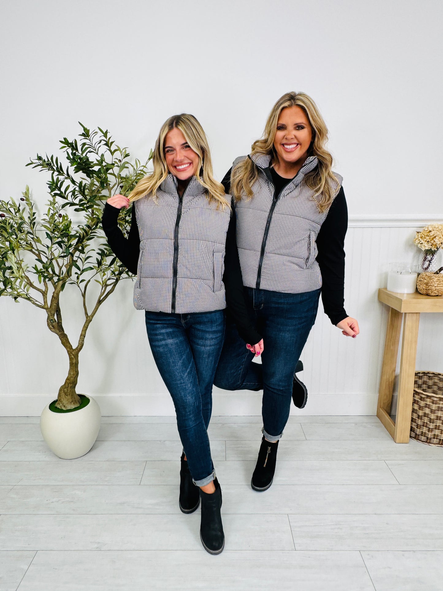 Gingham & Go Puffer Vest
