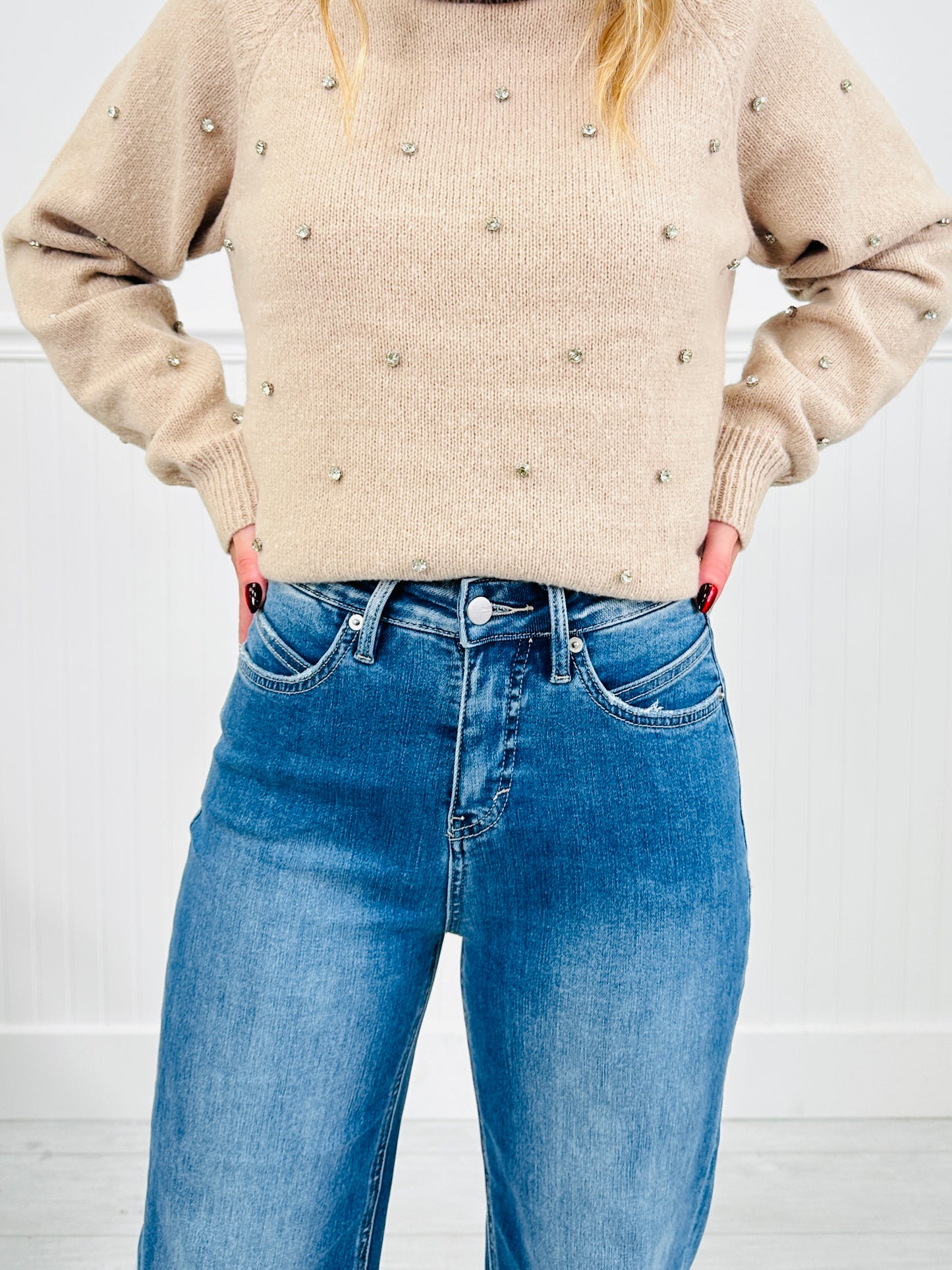 Go Into Detail Tummy Control Wide Leg Jeans