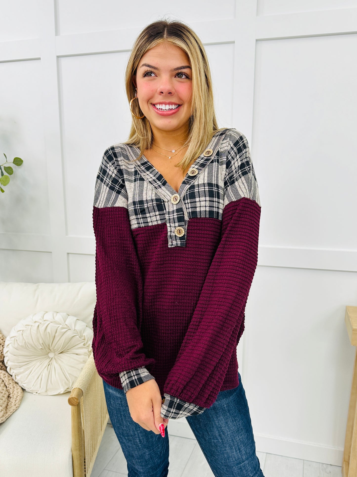 Cozy In Plaid Top