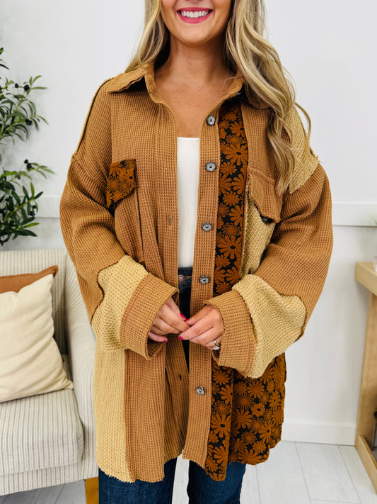 Patchwork Harmony Cardigan In Cinnamon