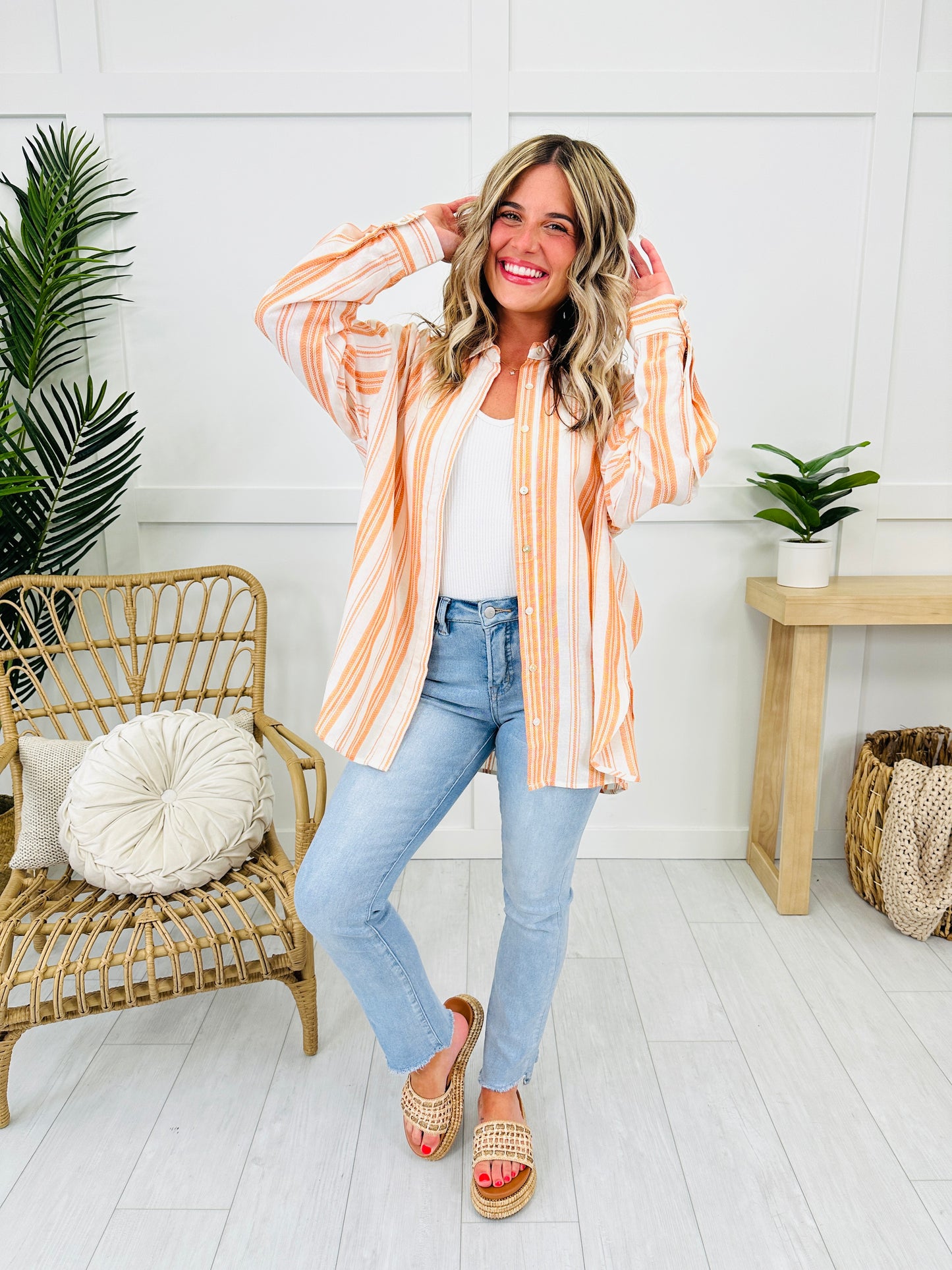 Cascade Stripes Top in Rust