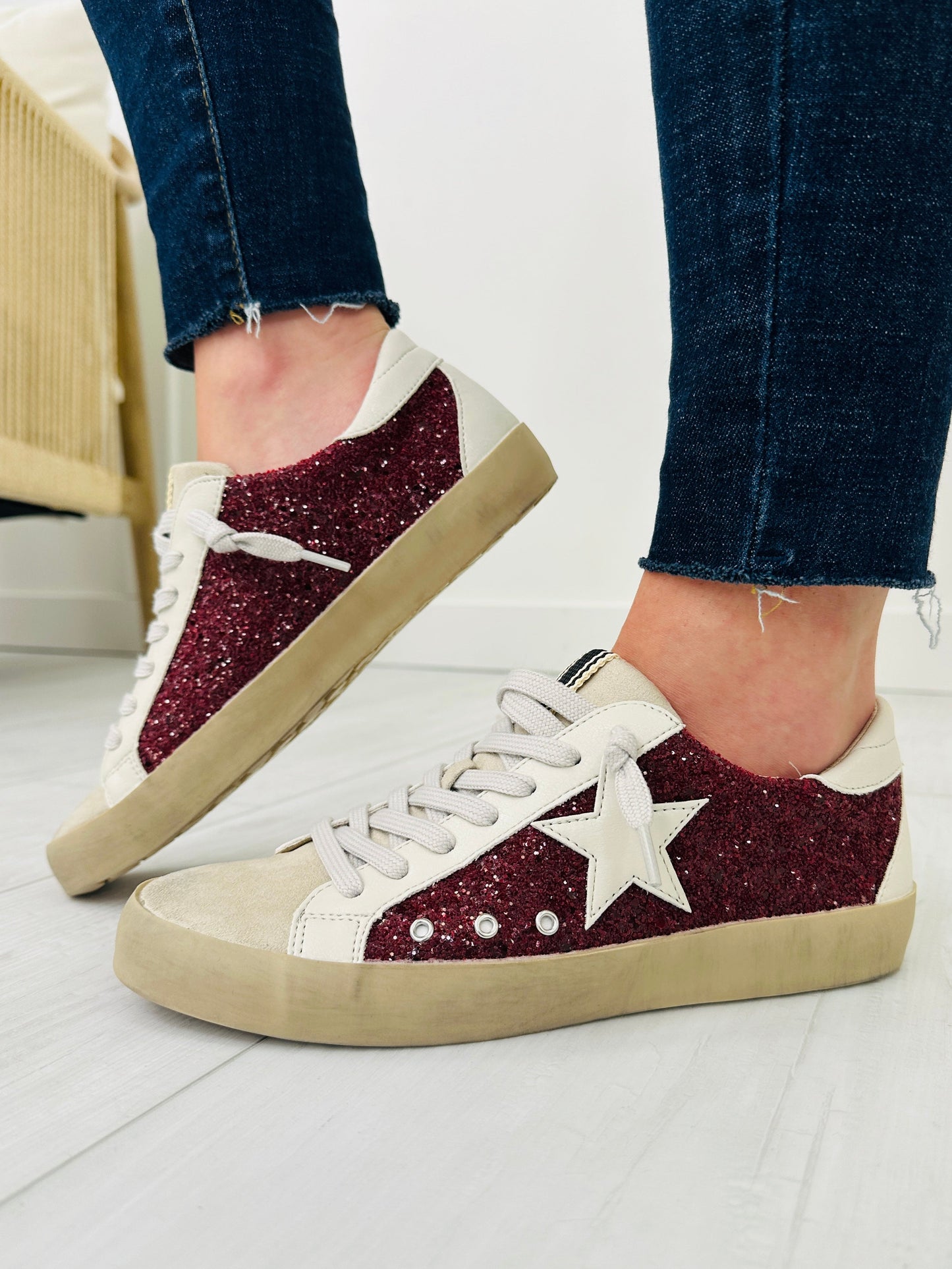 Counting Constellations Sneakers In Red Glitter