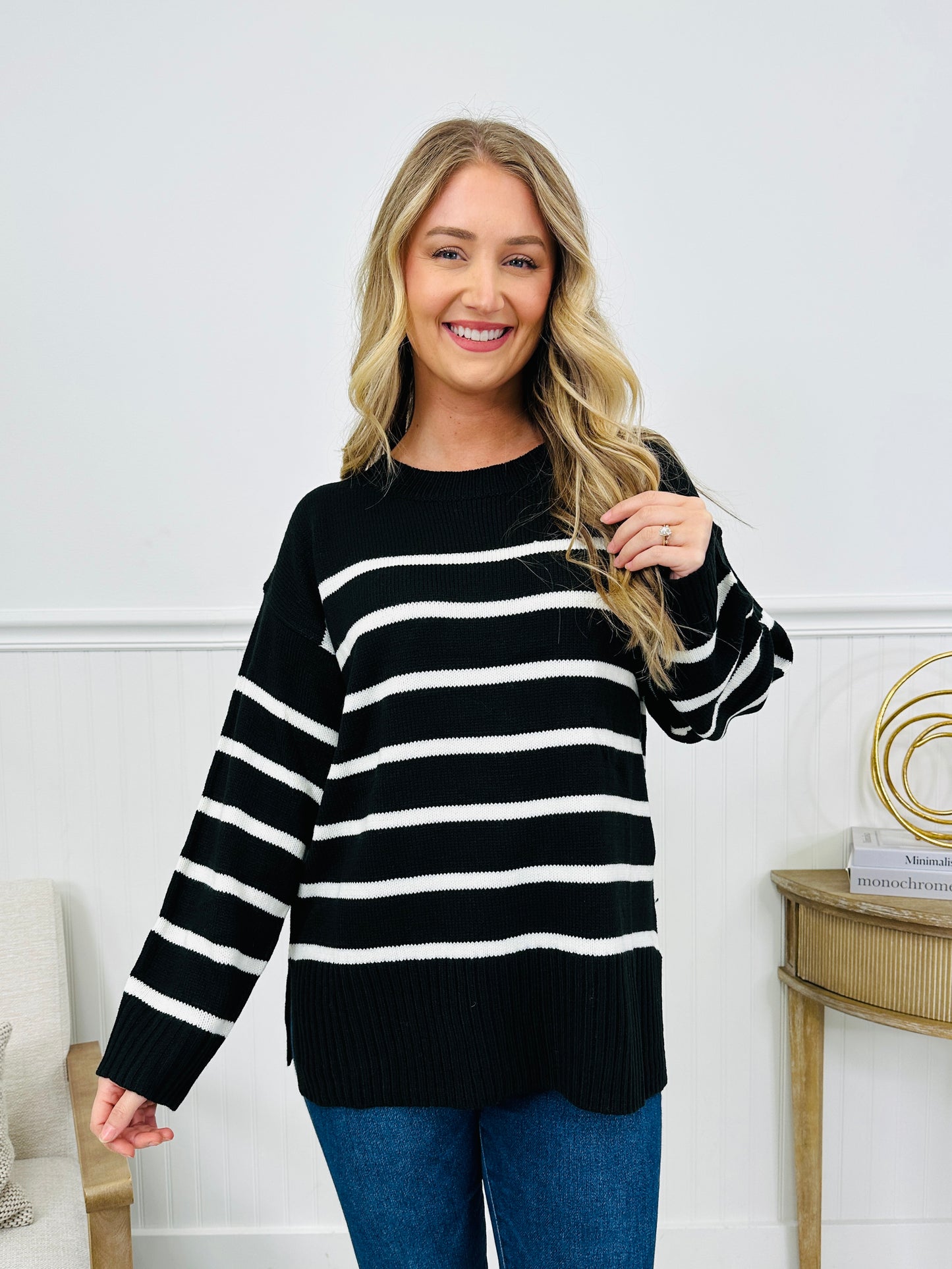 Falling Into Pattern Sweater in Black