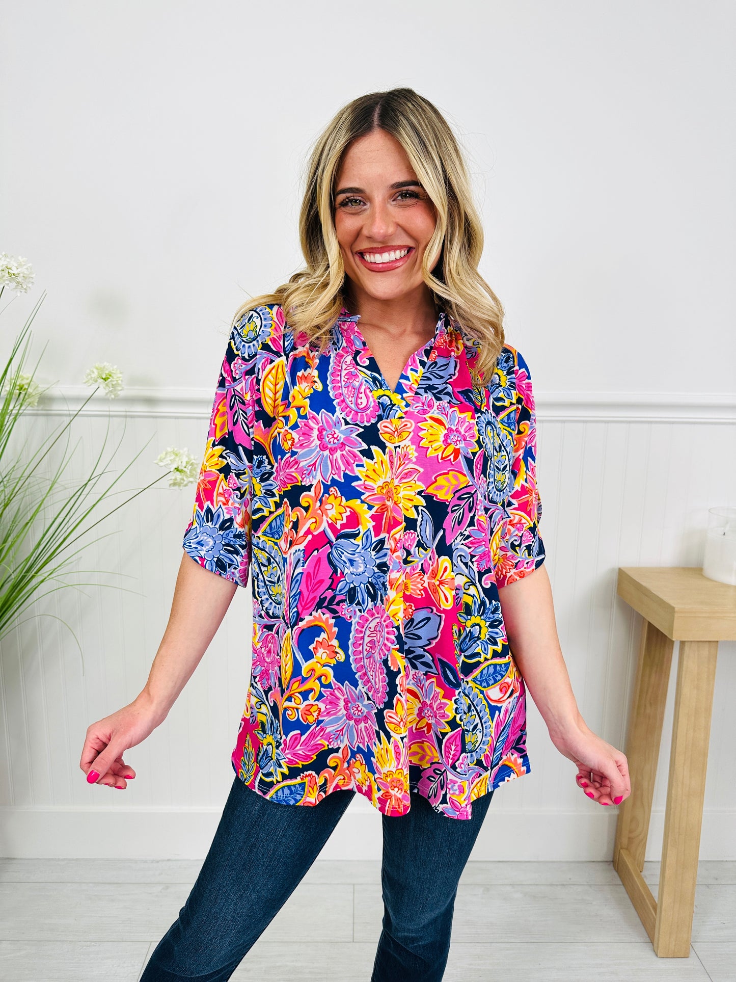 Radiate Sunshine Top in Siesta Key Print