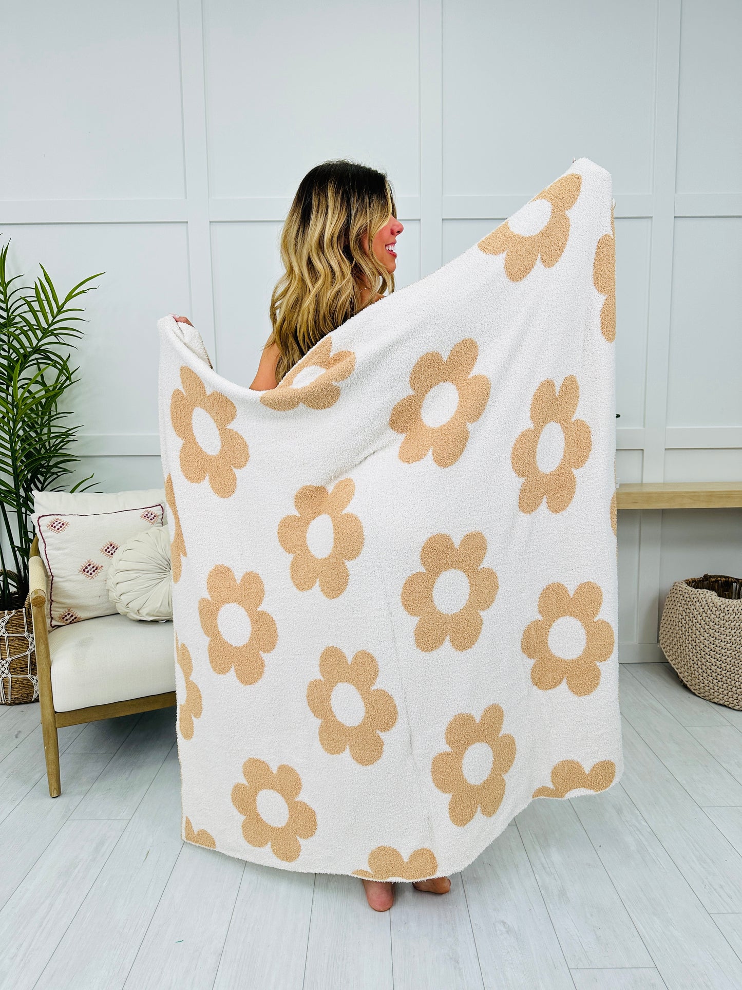 Orange & White Flower Blanket