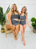 High Waisted V-Cut Swim Bottoms in Black Shimmer