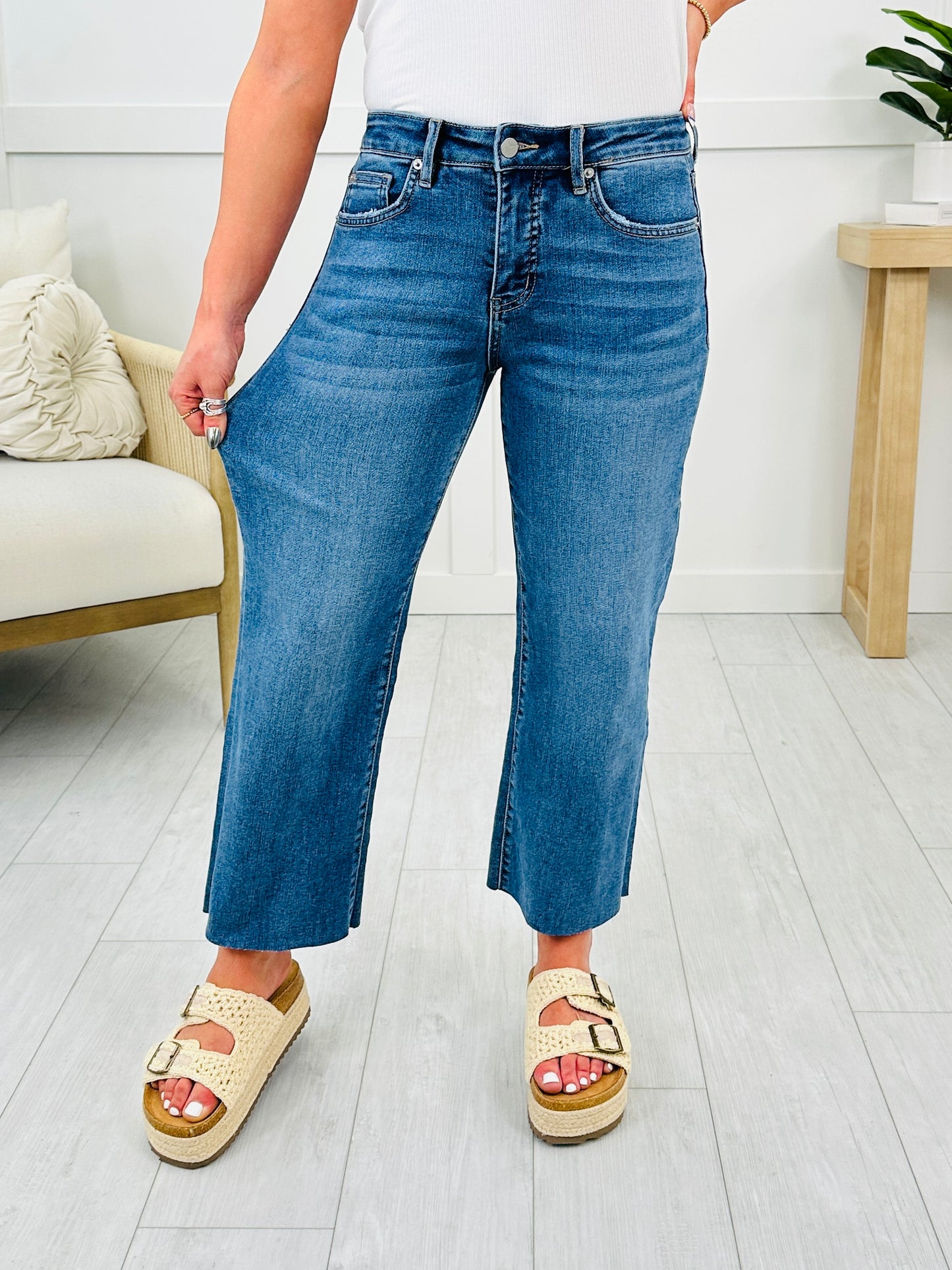 Daydreamer Wide Leg Tummy Control Cropped Jeans