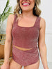The Olivia Swim Top in Cranberry Shimmer