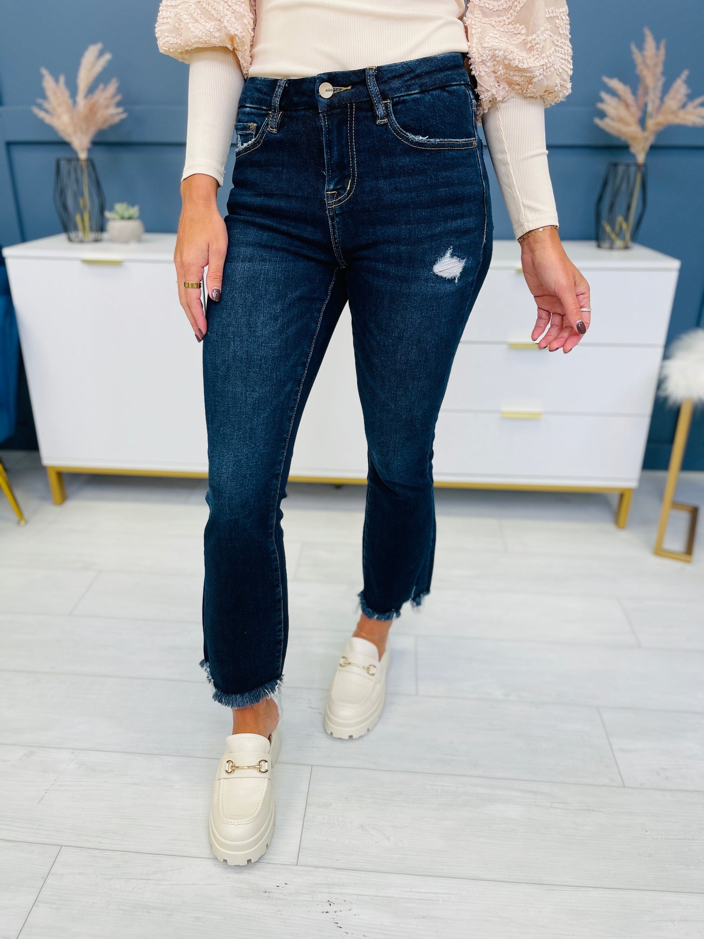 Restock! Mica REG/CURVY Kick Off Flare Cropped Jeans in Two Washes