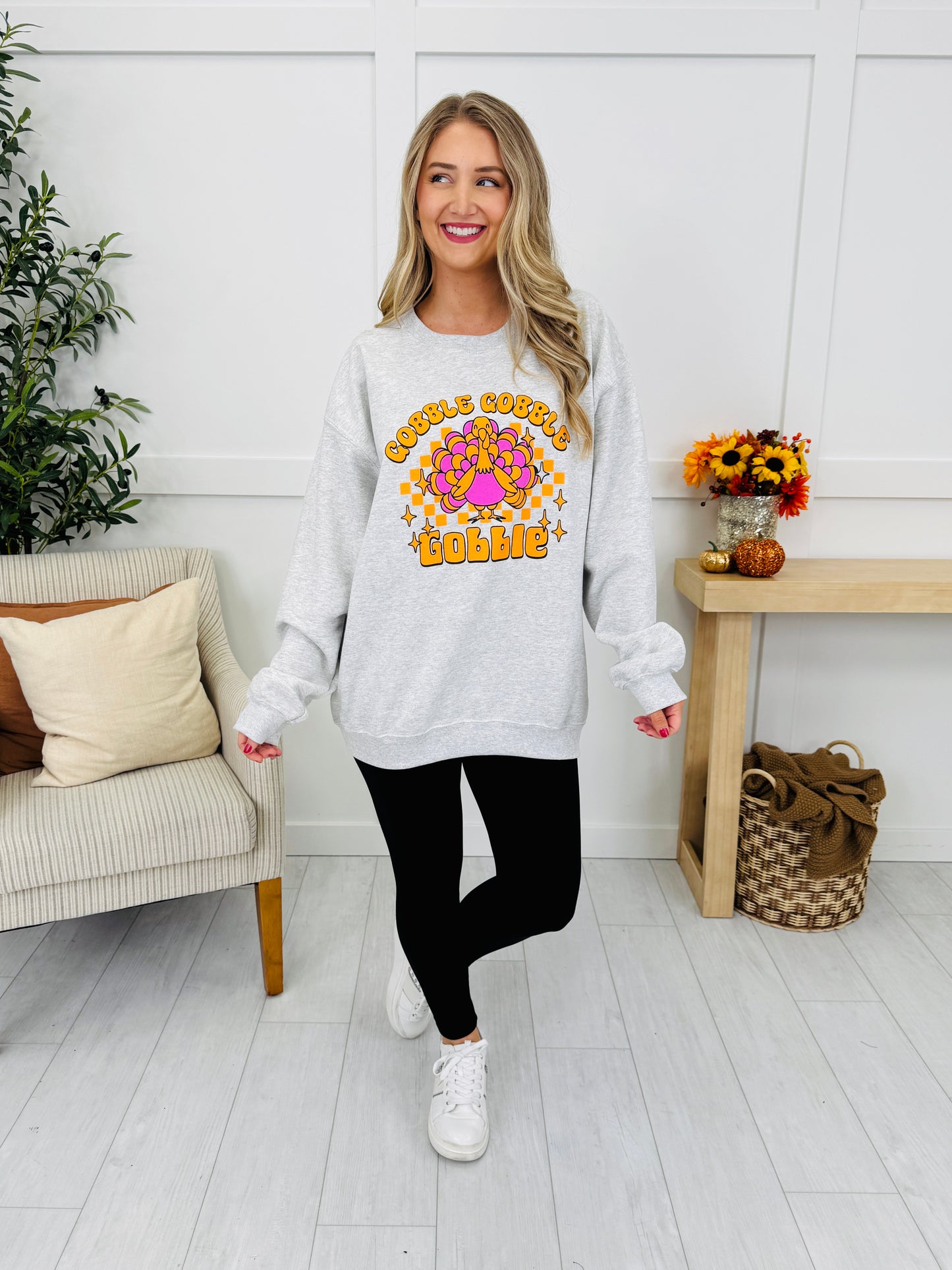 Gobble Gobble Graphic Crewneck Sweatshirt