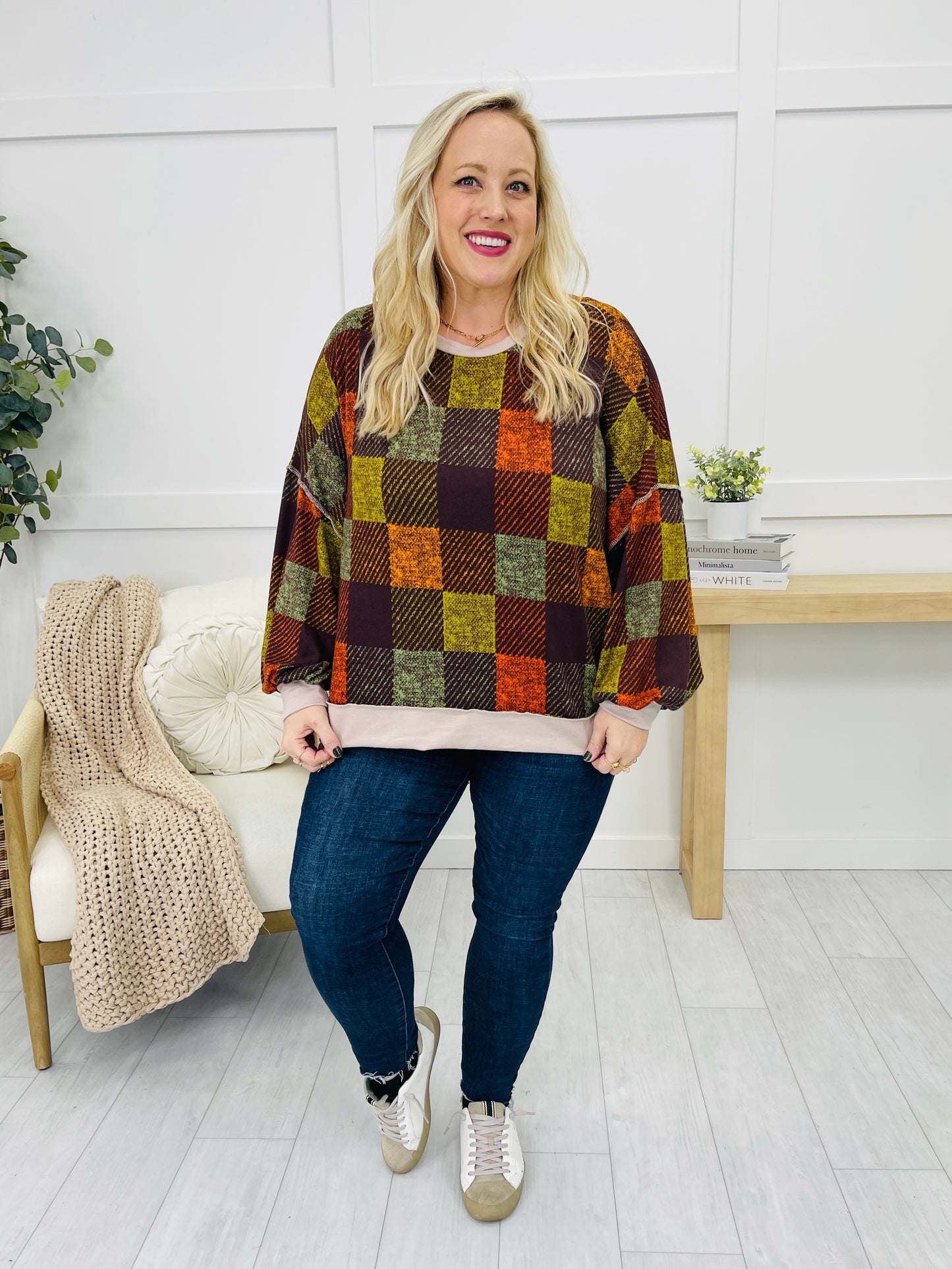 REG/CURVY Autumn Plaidscape Top