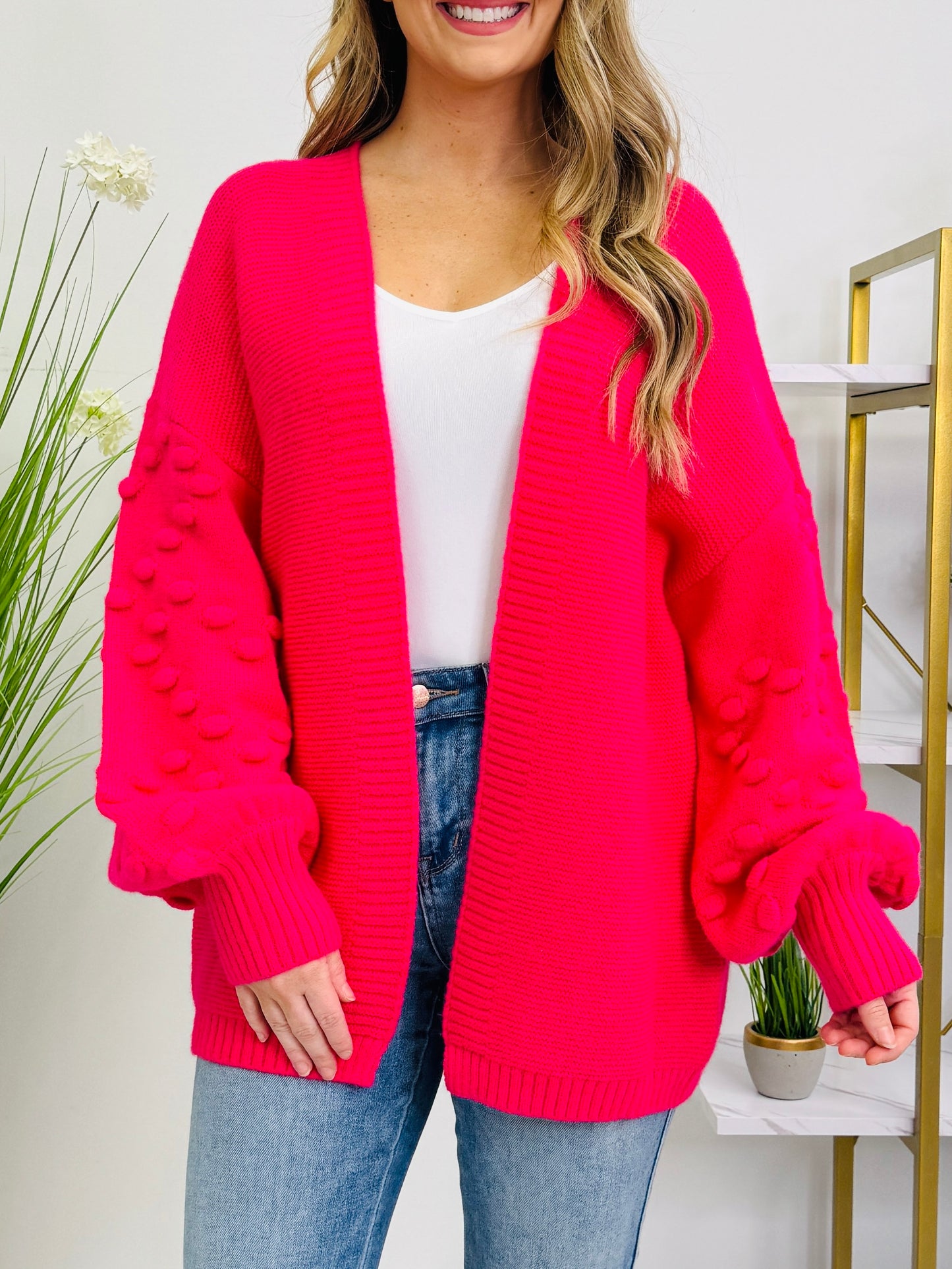 Layer Love Cardigan in Hot Pink