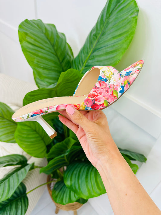 Effortless Elevation Heels In Pink Floral