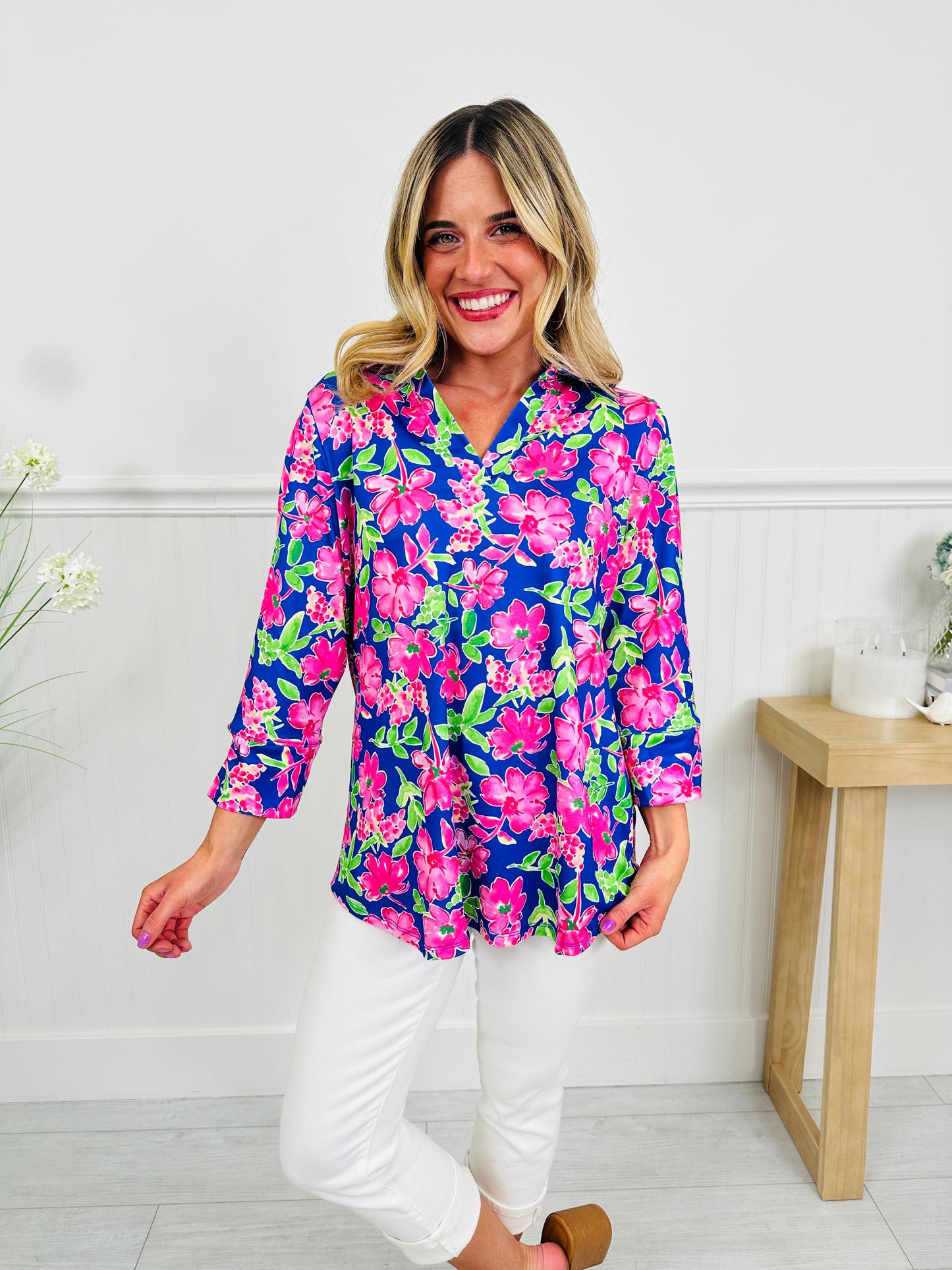 Bloom in Spring Top in Cosmos Print
