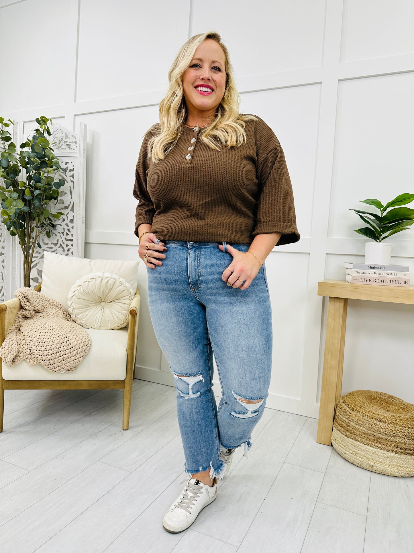 Lovervet Distressed to Impress Cropped Flare Jeans in Reg/Curvy