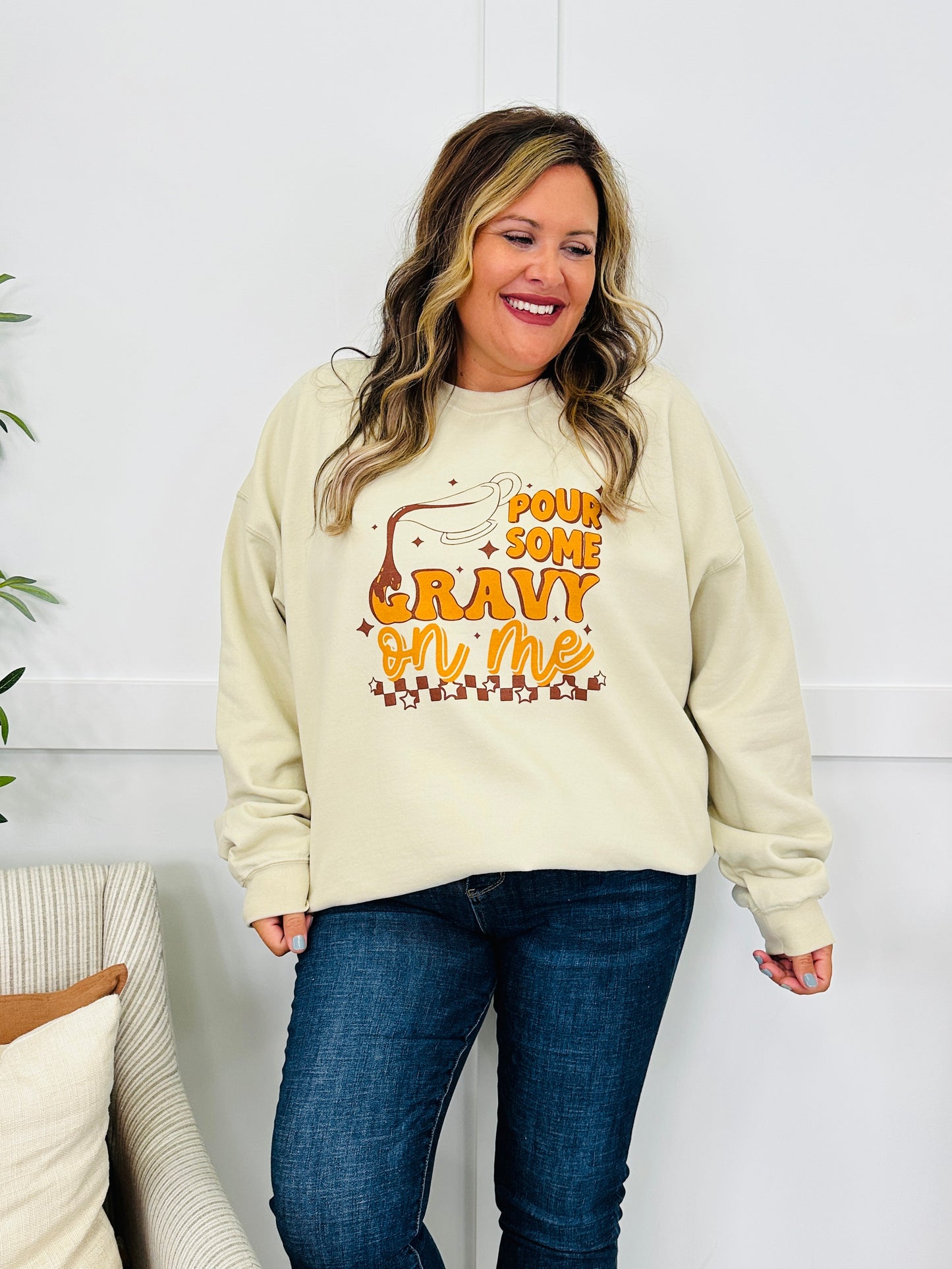 Pour Some Gravy On Me Graphic Crewneck Sweatshirt