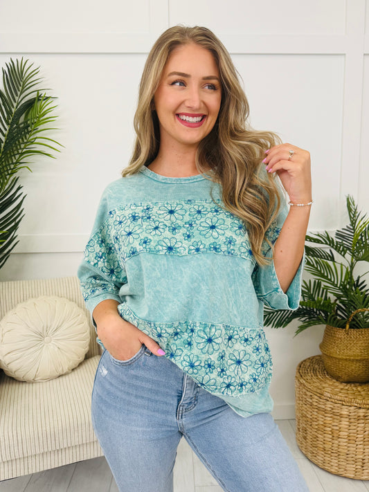 Petal Theory Top in Cyan