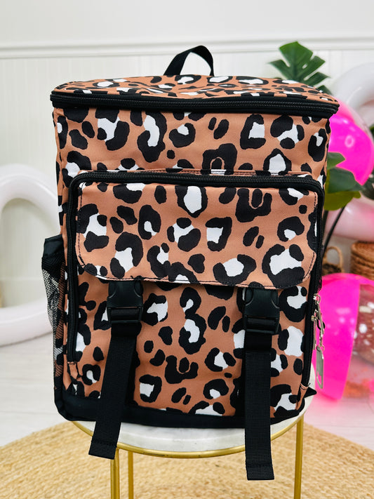 Leopard Print Backpack Cooler