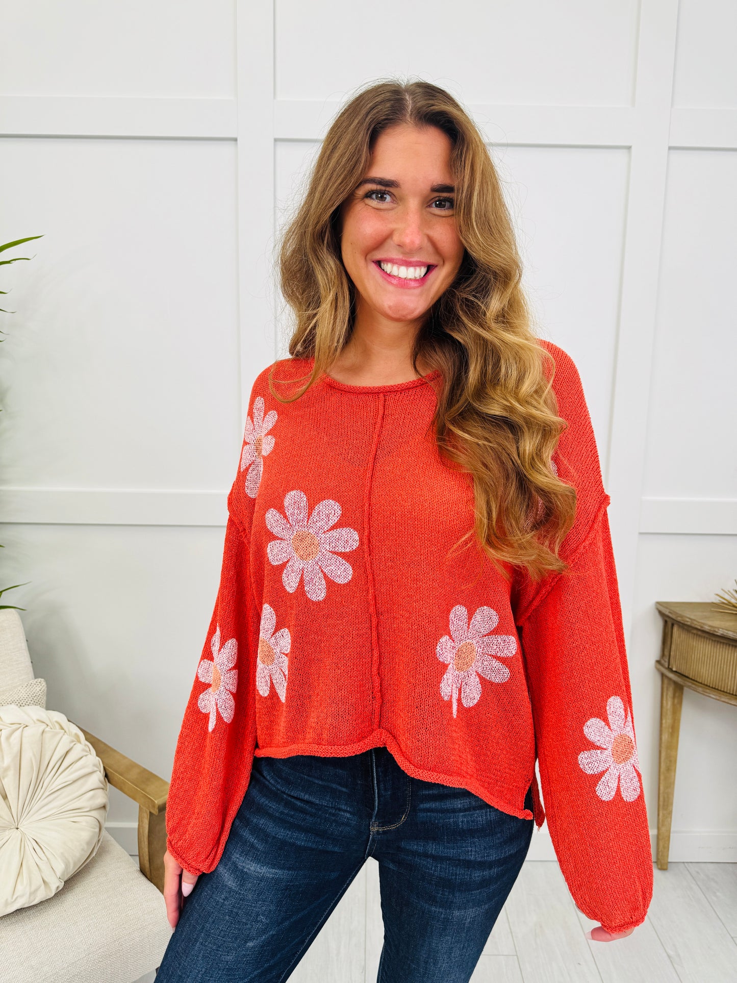 Blooming Good Vibes Top in Apple Red