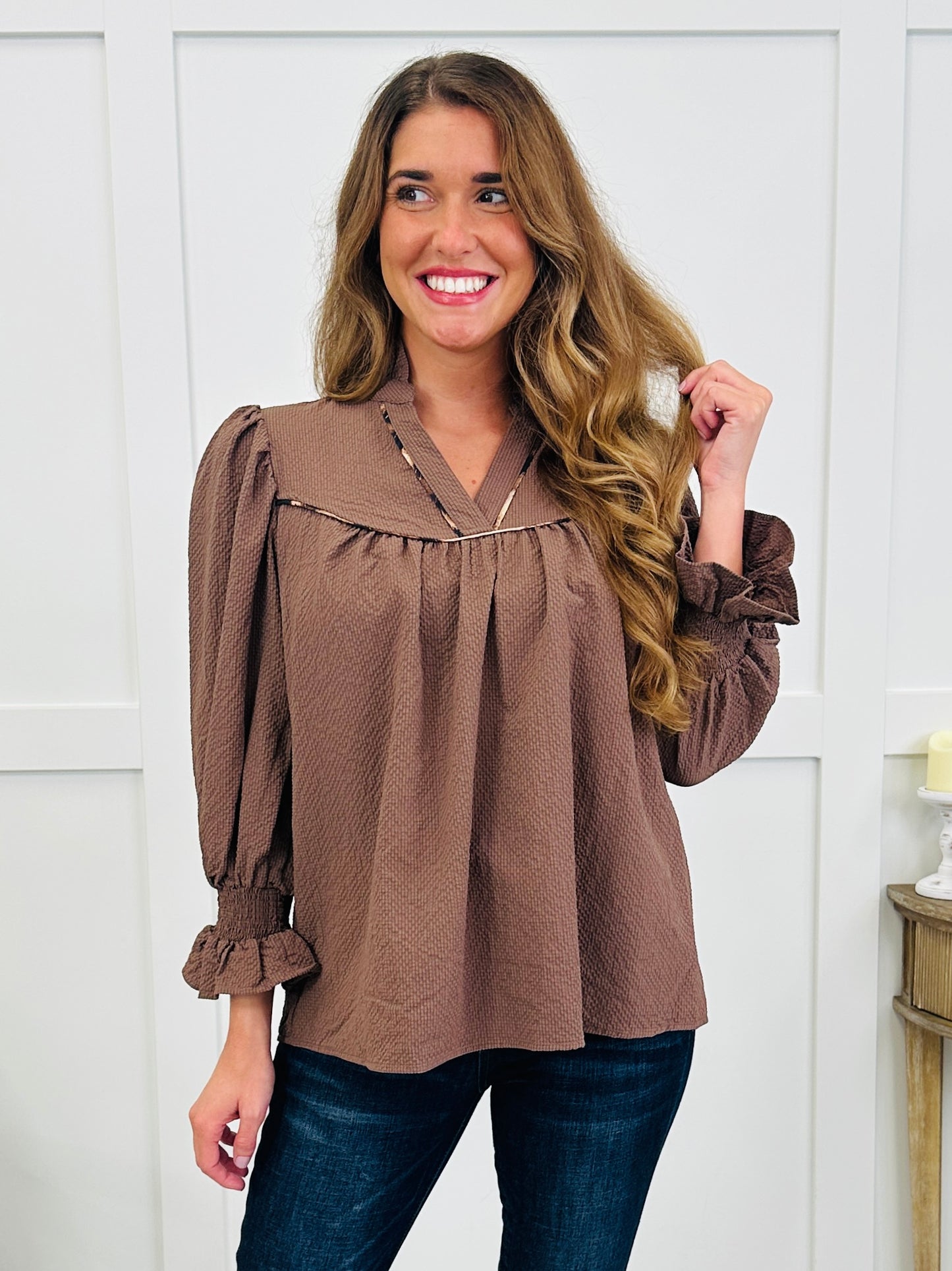 Saddle Creek Top In Chocolate